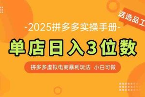 (14826期)最新拼多多虚拟电商实操手册 单店日入3位 小白快速上手【附赠选品工具】