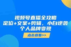 （14819期）视频号直播全攻略，定位+文案+剪辑，小白逆袭个人品牌变现