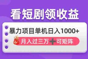 （14198期）看剧即赚无脑躺赚，单机日入1000+，月入3万+，可批量可矩阵，最猛收益…