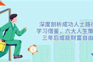 （14408期）深度剖析成功人士路径，学习借鉴，六大人生策略，三年后或能财富自由