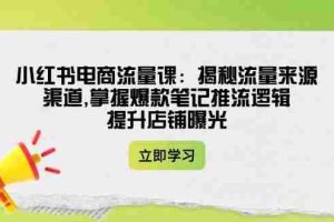 （14318期）小红书电商流量课：揭秘流量来源渠道,掌握爆款笔记推流逻辑,提升店铺曝光