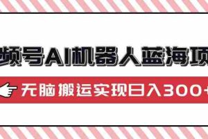 （14107期）视频号AI机器人蓝海项目，操作简单适合0基础小白，无脑搬运实现日入300+