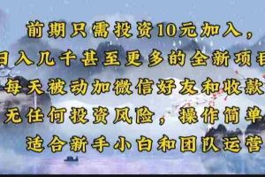 （14047期）前期只需投资10元加入，日入几千甚至更多的全新项目。每天被动加微信好…