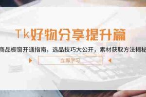（12726期）Tk好物分享提升篇：商品橱窗开通指南，选品技巧大公开，素材获取方法揭秘