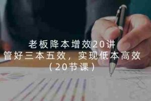 （11238期）老板 降本增效20讲，管好 三本五效，实现低本高效（20节课）