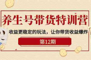 （10110期）养生号带货特训营【12期】收益更稳定的玩法，让你带货收益爆炸-9节直播课