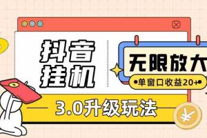 （7539期）抖音挂机3.0玩法 单窗20+可放大 支持云手机和模拟器（附无限注册抖音教程）