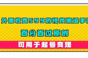 （7288期）外面收费599的视频搬运手法，百分百过原创，可用起号变现