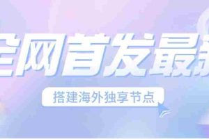 (6912期）全网首发最新海外节点搭建，独享梯子安全稳定运营海外短视频，日入1000+