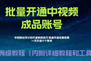 （6561期）外面收费1980暴力开通中视频计划教程，附 快速通过中视频伙伴计划的办法