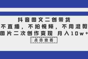 （6472期）抖音图文二创带货，不直播，不拍视频，不用混剪，图片二次创作变现 月入10w