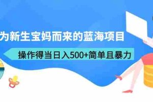 （6382期）专为新生宝妈而来的蓝海项目，操作得当日入500+简单且暴力（教程+工具）