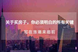 （5193期）某公众号付费文章《关于买房子 你必须明白的所有关键-写在涨潮来临前》