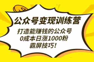 （4585期）公众号变现训练营（第3期）打造能赚钱的公众号，0成本日涨1000粉，霸屏技巧