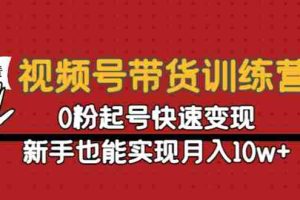 （4446期）视频号带货训练营：0粉起号快速变现，新手也能实现月入10w+
