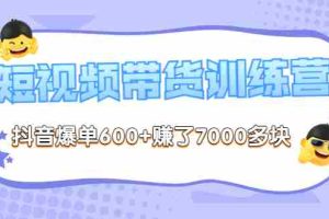(3265期)《李鲆-短视频带货训练营第8期》抖音爆单600+赚了7000多块(原价2899元)