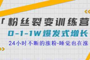 （3263期）「粉丝裂变训练营」0-1-1w爆发式增长，24小时不断的涨粉-睡觉也在涨-16节课