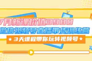 (3214期)微信视频号直播带货训练营,3天课程带你玩转视频号:7月新课