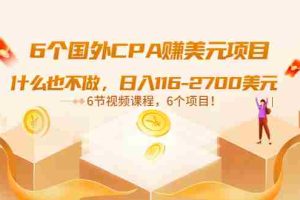 (3177期)6个国外CPA赚美元项目:什么也不做,日入116-2700美元(6节视频课)