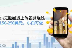 (3142期)TIKTOK无脑搬运上传视频赚钱,日入150-250美元,小白可做(2节视频课)