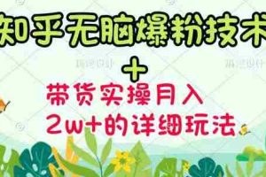 (3104期)《知乎无脑爆粉技术》+图文带货月入2W+的玩法送素材(无水印视频课)