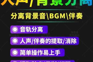 (3009期)【短视频必备】人声分离软件 背景音去除BGM人声伴奏提取消除音轨分离降噪