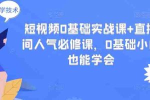 (2999期)短视频0基础实战课+直播间人气必修课,0基础小白也能学会