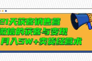 (2997期)21天获客销售营,带你微信的获客与变现 月入5W+卖货经营术