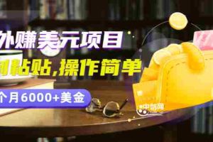 (2954期)分享一个国外赚美元项目:复制粘贴一个月6000+美金,简单易操作