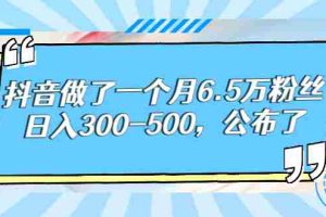 (2664期)抖音做了一个月6.5万粉丝,日入300-500,公布了!
