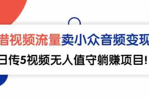（2565期）借视频流量，卖小众音频变现，日传5视频无人值守躺赚项目！