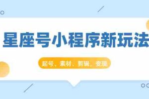 （1449期）星座号小程序新玩法：起号、素材、剪辑，如何变现（附素材）