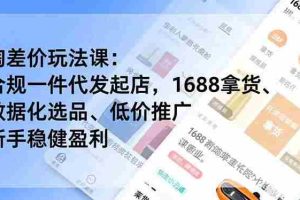 （16854期）淘差价玩法课：合规一件代发起店，1688拿货、数据化选品、低价推广，新手稳健盈利(更新12月)